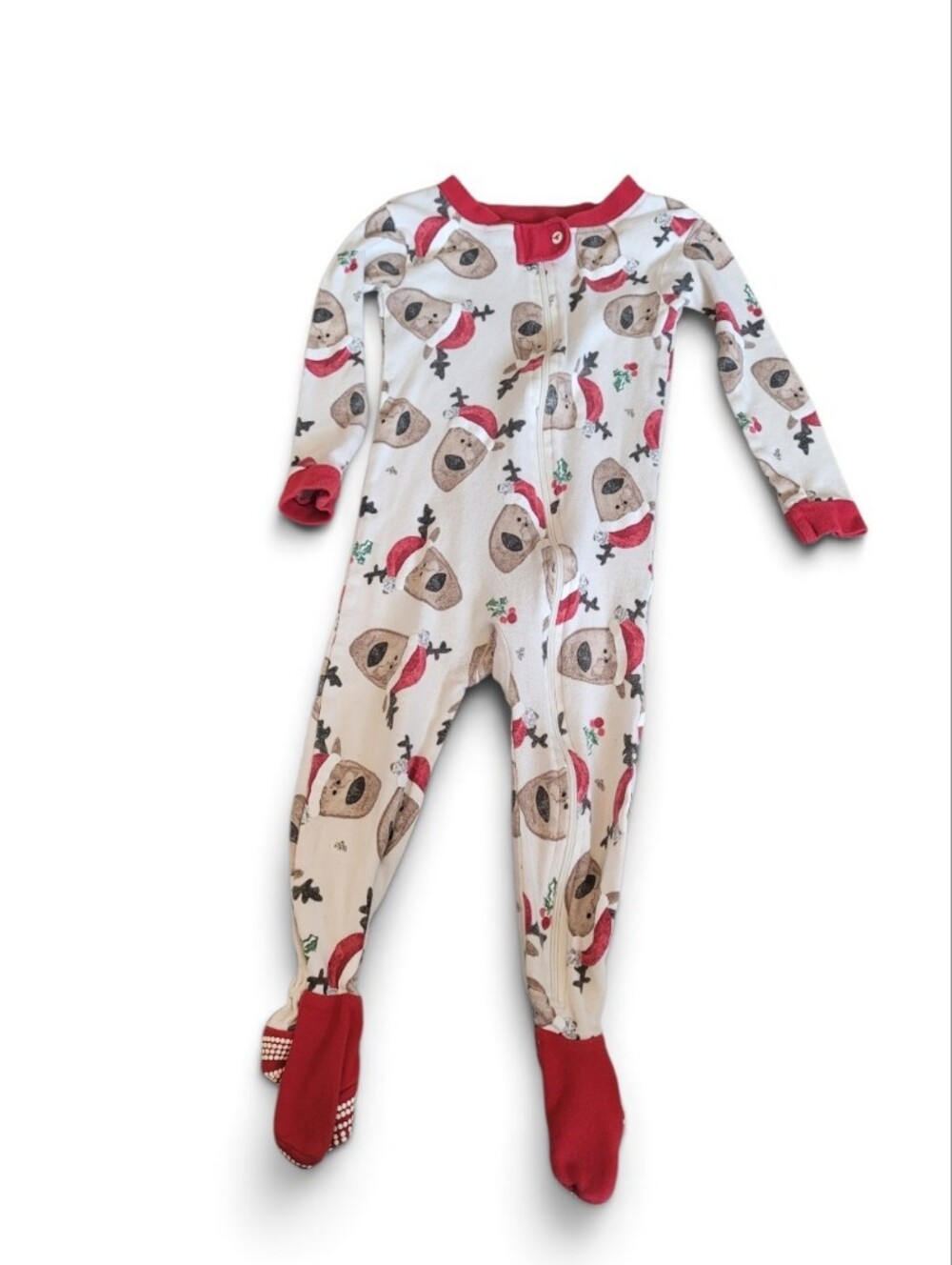 Burts Bees Baby Holiday Christmas Raindeer Pajamas Size 18 Months